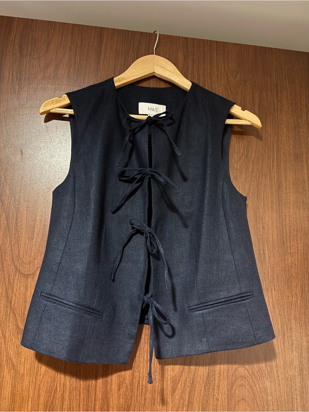 Marks & Spencer Navy Sleeveless Tie-Front Vest